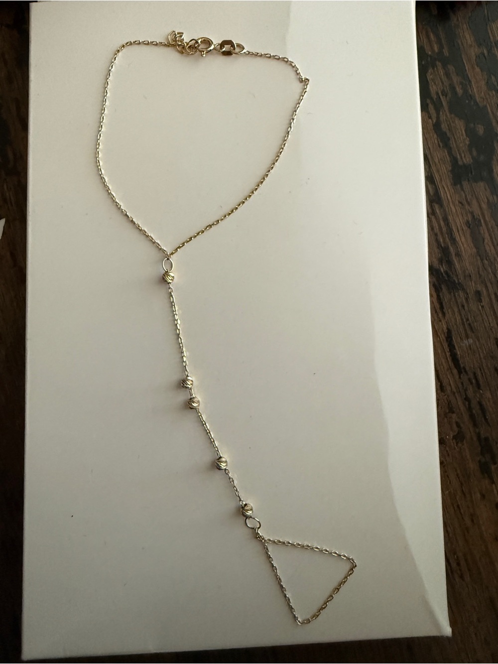 14kilate Delicate Gold Drop Hand Chain Bracelet - Minimalist Women's Jewelry